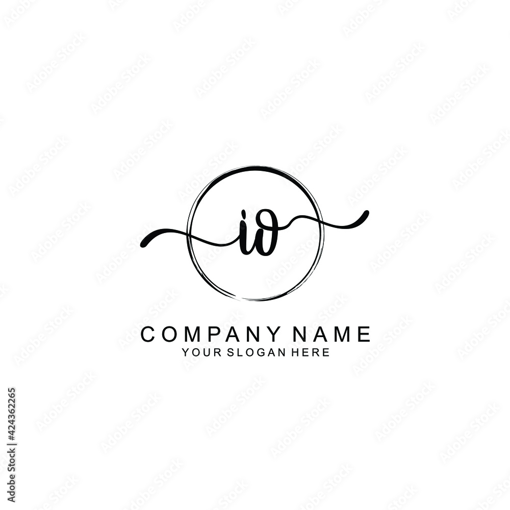 IO Initials handwritten minimalistic logo template vector