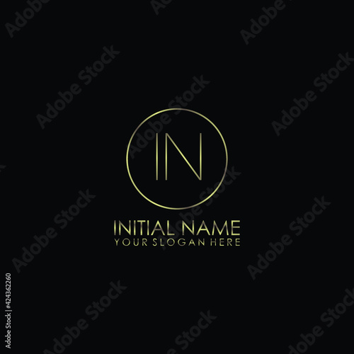 IN Initials handwritten minimalistic logo template vector