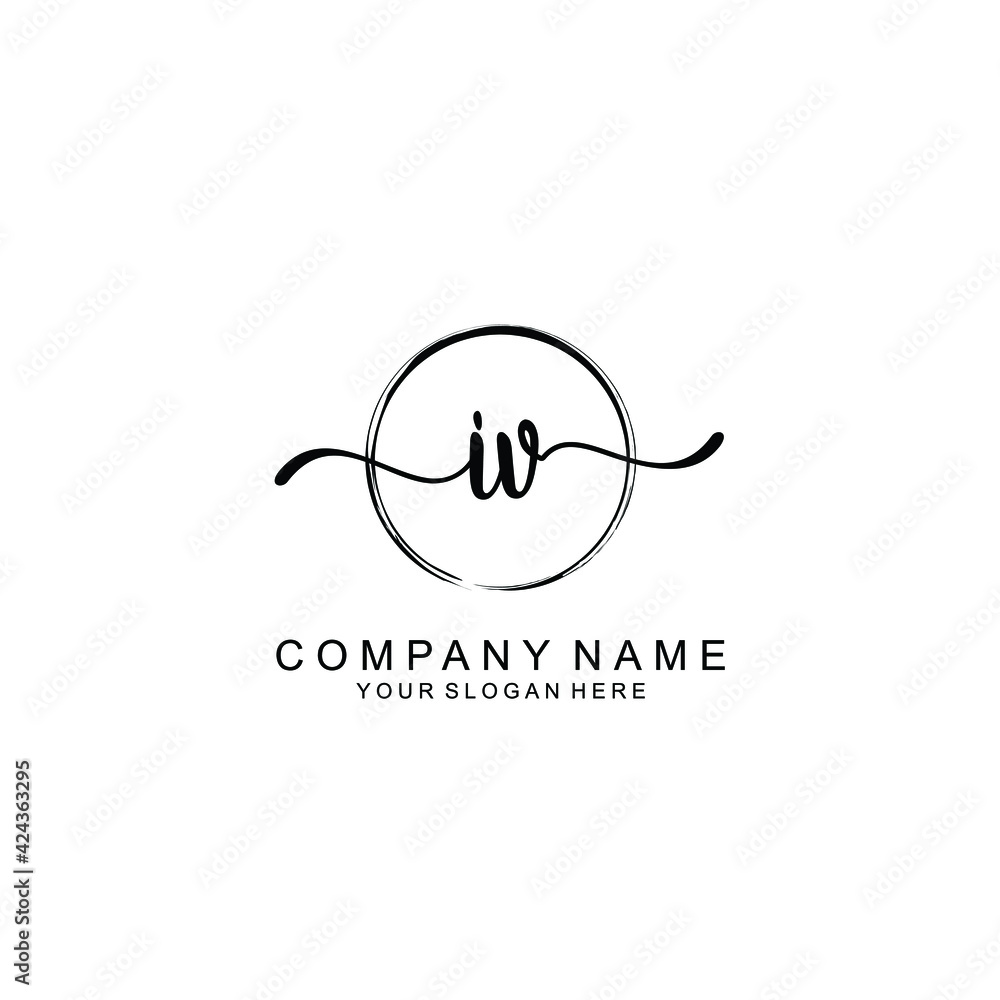 IV Initials handwritten minimalistic logo template vector