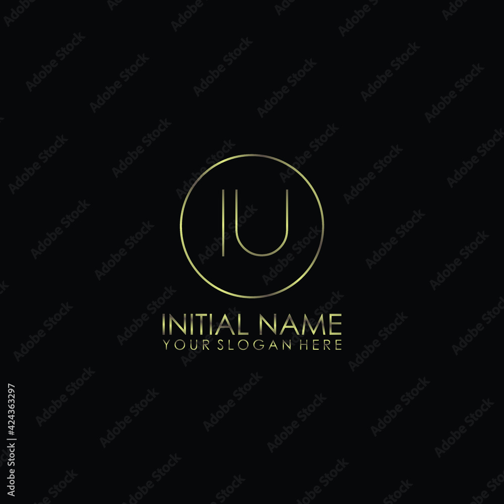 IU Initials handwritten minimalistic logo template vector IU Initials handwritten minimalistic logo template vector