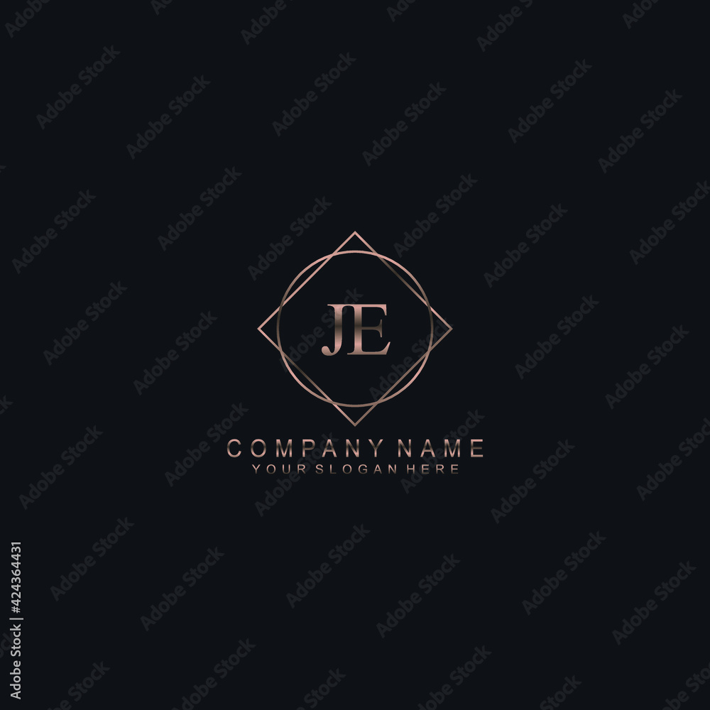 JE Initials handwritten minimalistic logo template vector JE Initials handwritten minimalistic logo template vector