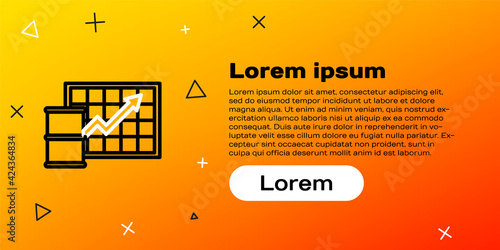 Line Oil price increase icon isolated on yellow background. Oil industry crisis concept. Colorful outline concept. Vector Illustration