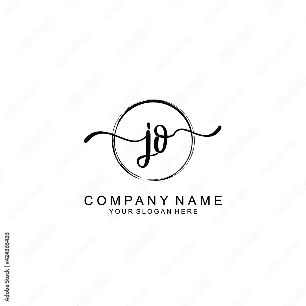 JO Initials handwritten minimalistic logo template vector JO Initials handwritten minimalistic logo template vector
