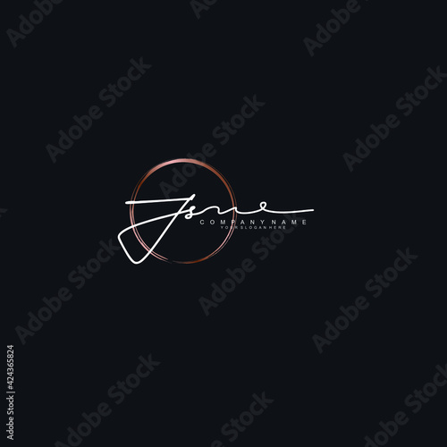 JS Initials handwritten minimalistic logo template vector