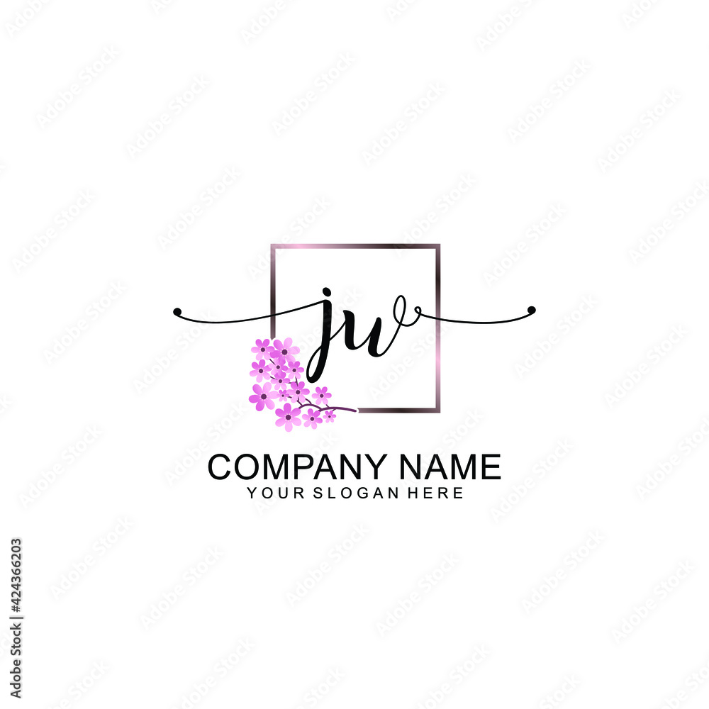 JW Initials handwritten minimalistic logo template vector