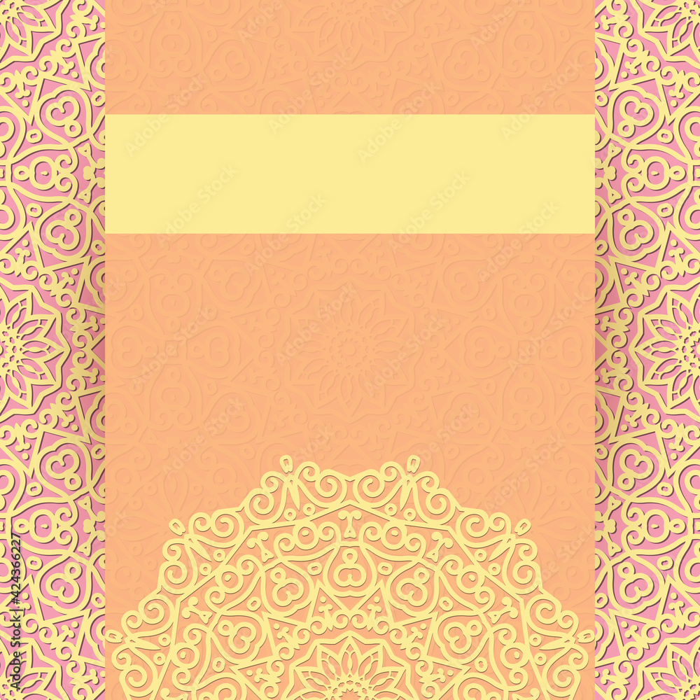 Invitation card design with mandala.Floral background decoration. Invitation card design with mandala.Floral background decoration.