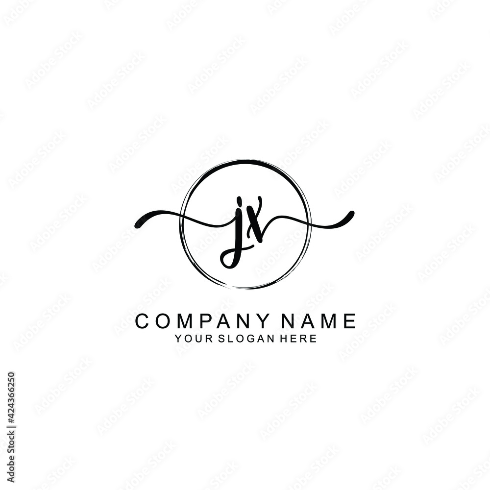 JX Initials handwritten minimalistic logo template vector