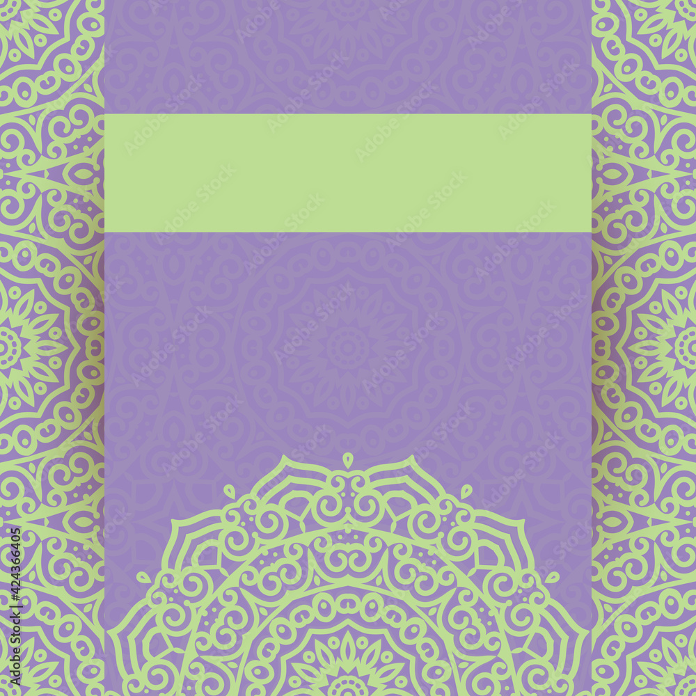 Invitation card design with mandala.Floral background decoration.