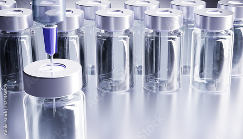 Fotografie Medical syringe and vaccine bottle