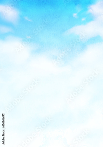 空と雲のグラデーションの水彩風景のベクターイラスト背景