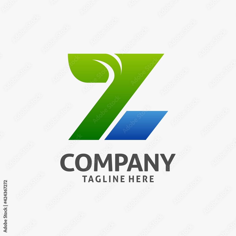 Letter Z leaf logo design Letter Z leaf logo design