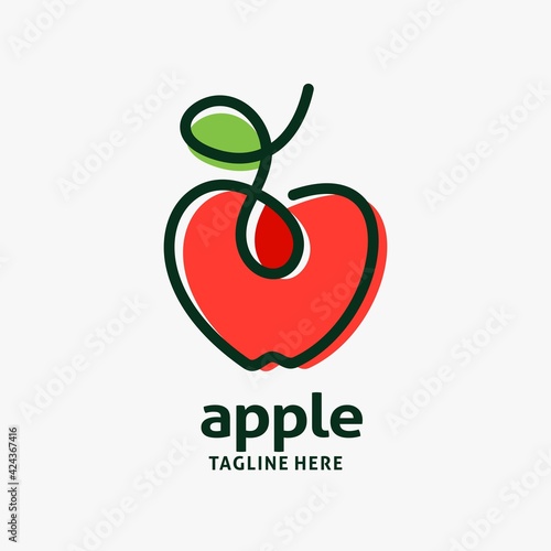 Apple fruit logo line design