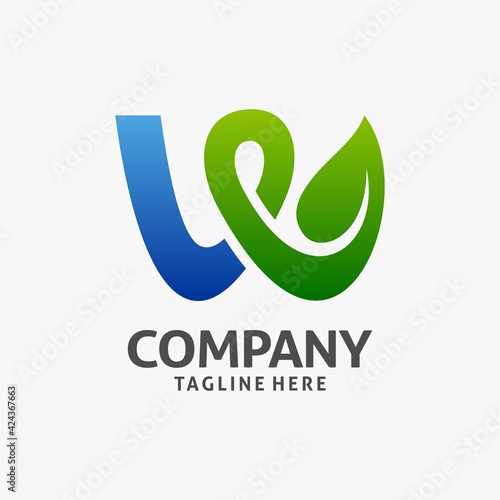 Letter W leaf logo design