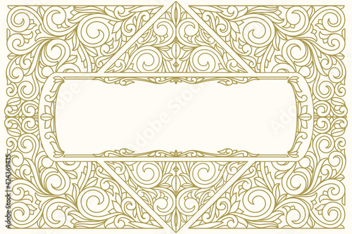 Decorative monochrome ornate retro design blank card