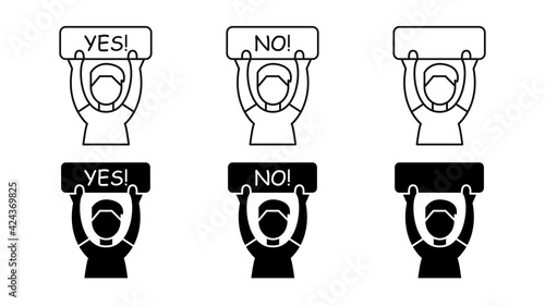 Protest person icons set. The concept of revolution, uprising or boycott. Vector illustration in flat style