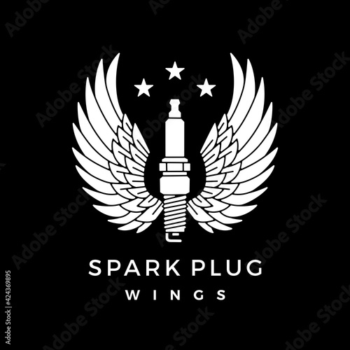 spark plug with wings logo vector icon illustration