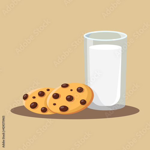 Cookie with milk vector illustration