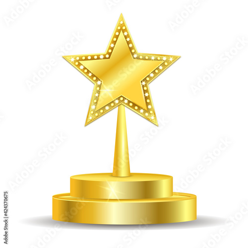 Golden star award on pedestal 