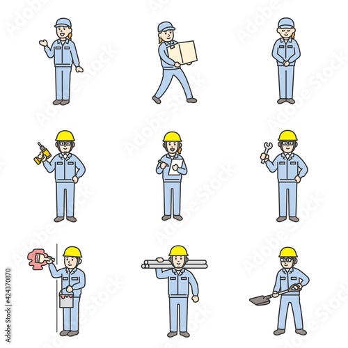 工事現場で作業をしている人たち