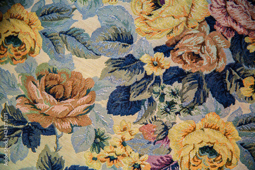 vintage fabric texture with flowers