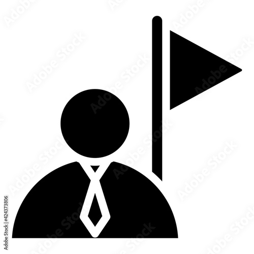 Icon of businessman goal solid design
