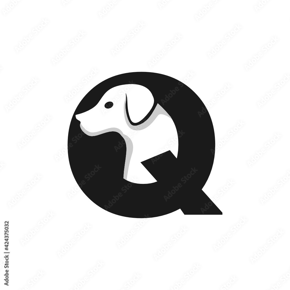 Letter Q Dog Logo Design Template Inspiration, Dog Vector, Initial Logo. Letter Q Dog Logo Design Template Inspiration, Dog Vector, Initial Logo.