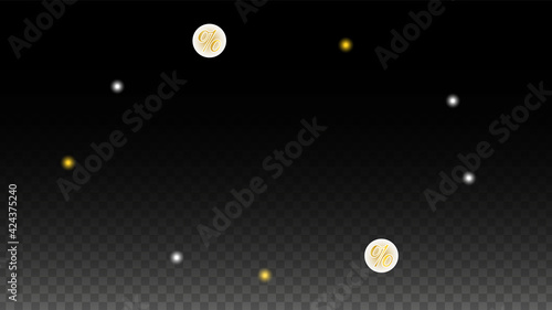 Luxury Vector Gold Percentage Sign Confetti on Transparent. Percent Sale Background. Business, Economics Print. Discount Illustration. Promotion Poster. Black Friday Banner. Special offer Template.