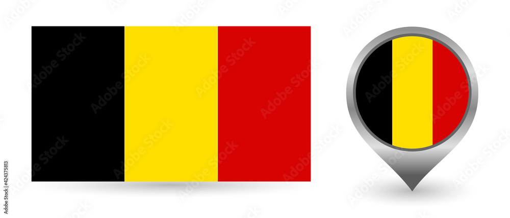 Fototapeta premium Vector flag Belgium. Location point with flag Belgium inside.