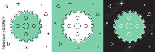 Set Bicycle sprocket crank icon isolated on white and green, black background. Vector