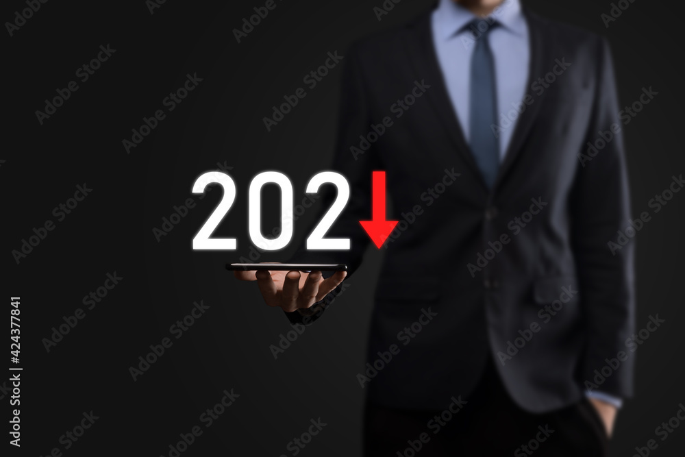 Plan business negative growth in year 2021 concept. Businessman plan and increase of negative indicators in his business, decline down business concepts. Plan business negative growth in year 2021 concept. Businessman plan and increase of negative indicators in his business, decline down business concepts.