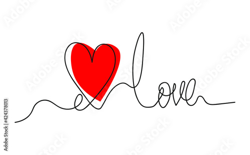 vector image illustration of one line stroke love shape