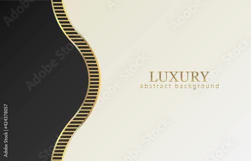 Abstract luxury design. Abstract background of label, banner, packaging. Dark and milky background color. Gold ornament and place for text.