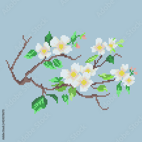 embroidery cherry blossom branch