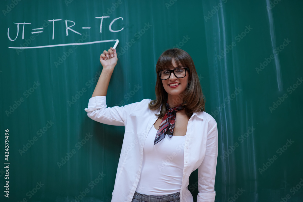 the professor explains the task on the board the professor explains the task on the board