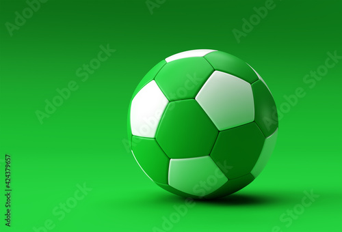 3D Render Football Illustration  Soccer Ball with Green Background