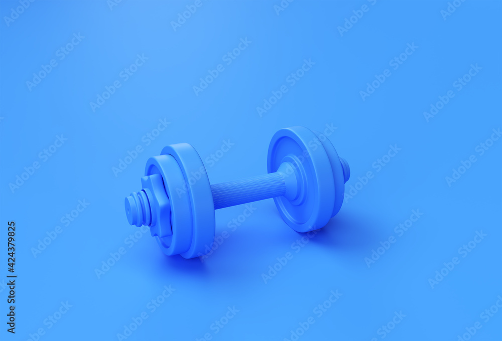 3d Render Dumbbells Set, Realistic Detailed Close Up View Isolated Sport Element of Fitness Dumbbell Design.