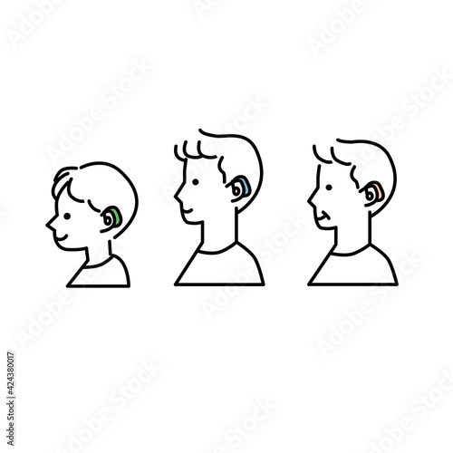 補聴器をつけた人イラスト素材
