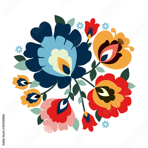 Beautiful traditional Polish folk decorative flowers vector