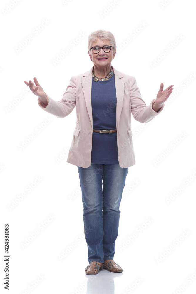 in full growth. happy elderly woman looking at the camera in full growth. happy elderly woman looking at the camera