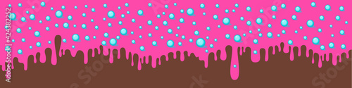Colorful glaze for baked products. Glaze topping for donuts, cupcakes and Easter cakes. Vector Illustration