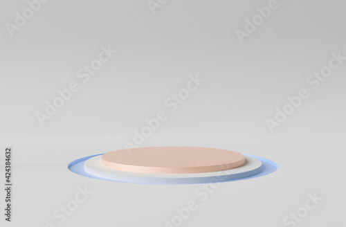 Stage podium background. Mockup of empty circular platform. Abstract geometric pedestral. 3D rendering