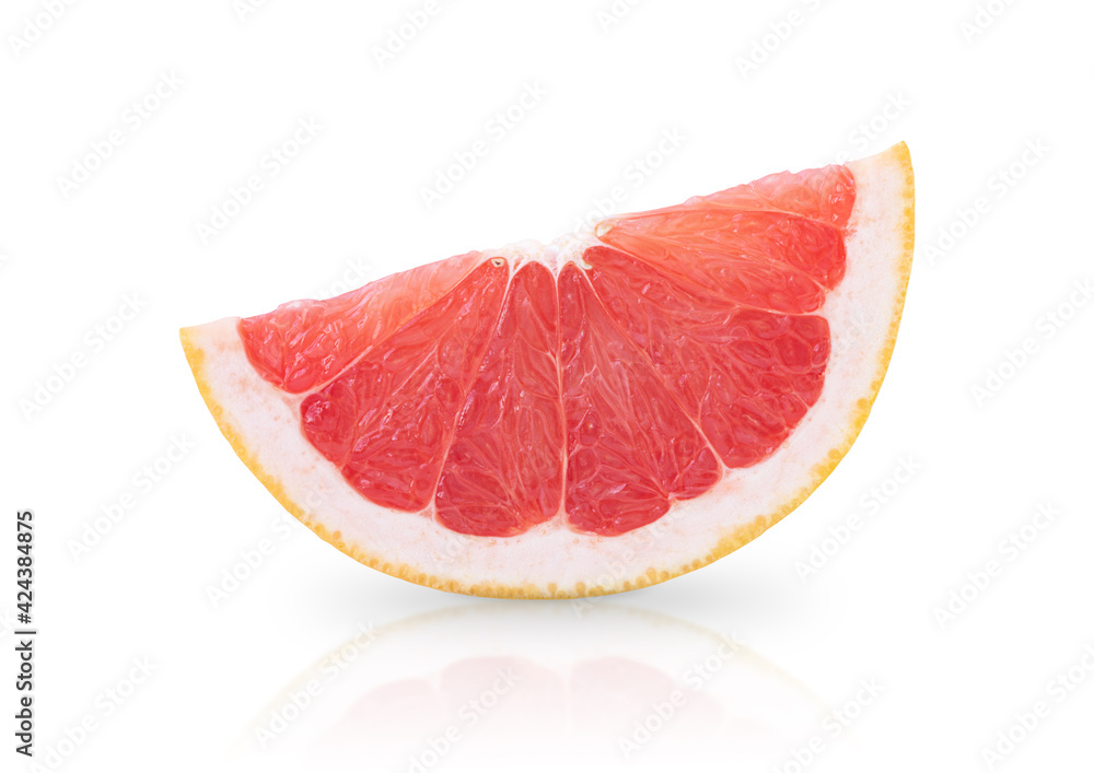 A slice of grapefruit isolated on white background A slice of grapefruit isolated on white background