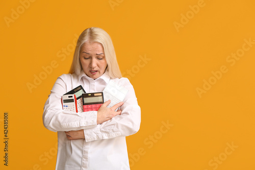 Stressed mature woman with ...