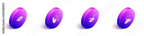 Set Isometric Reddish eye, Constipation, Insomnia and Shit icon. Vector