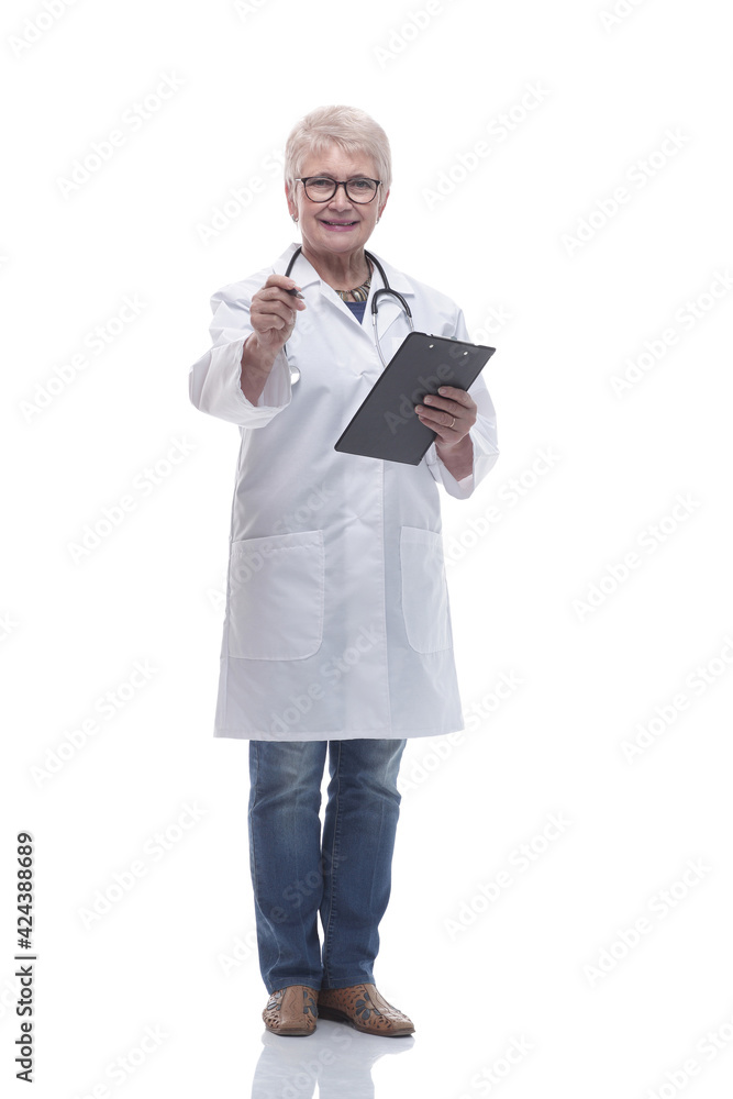in full growth. female therapist making notes in the clipboard in full growth. female therapist making notes in the clipboard
