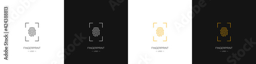 Fingerprint logos set. Identity, authorization or privacy concept. Vector illustration in modern style