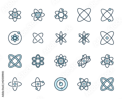 Atom line icon set. Collection of high quality color outline logo for mobile concepts and web apps. Education set in trendy flat style. Vector illustration on a white background