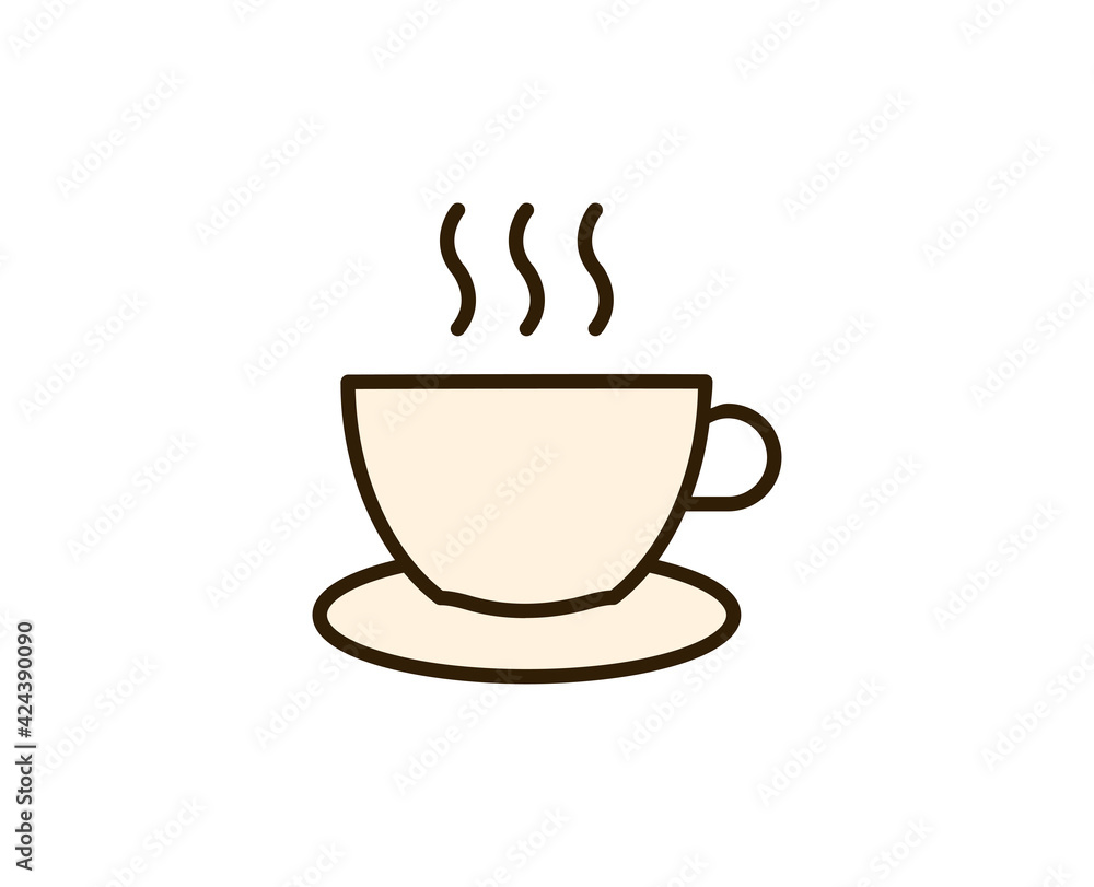 Cup of tea or coffee flat icon. Single high quality outline symbol for web design or mobile app.  Holidays thin line signs for design logo, visit card, etc. Outline pictogram EPS10