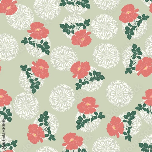 Vintage rose and lace. Seamless vector pattern for fabric and wrapping.