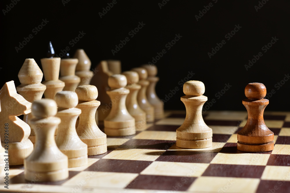 chess game, pawns are oppose against each other chess game, pawns are oppose against each other